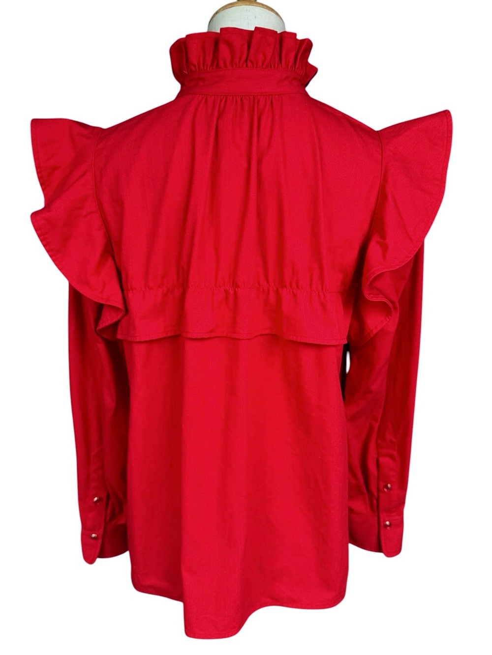 Tuckernuck Red Ruffle-Trim Button-Up Blouse - Picture 3 of 11